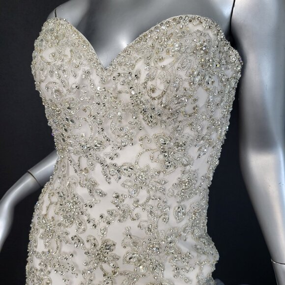 NWT~$3299~ALLURE BRIDAL~SZ 2/4~CHAMPAGNE STRAPLESS FIT & FLARE WEDDING DRESS - Picture 9 of 16